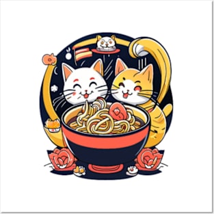 Ramen And Cats Funny cat Posters and Art